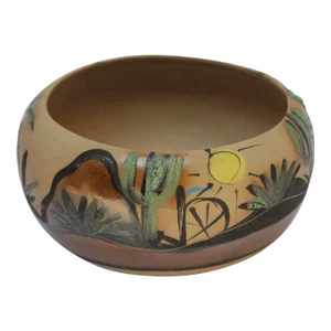 Vintage Pueblo Hand-Painted Stoneware Bowl by Betty Selby
