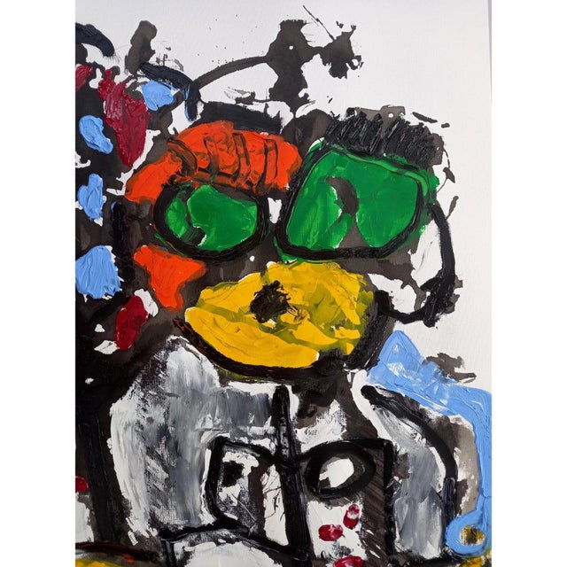 'Ryu and the Rose Balloon' - Original Oil Painting by Diane Grant. Oil, ink, and pencil on canvas grain fine art paper....