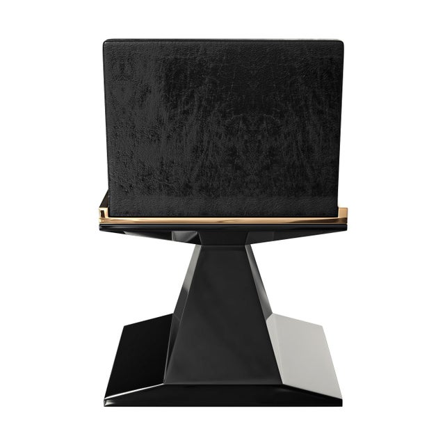 Black "Amendola" Chair With Stainless Steel and Bronze Details For Sale - Image 8 of 8