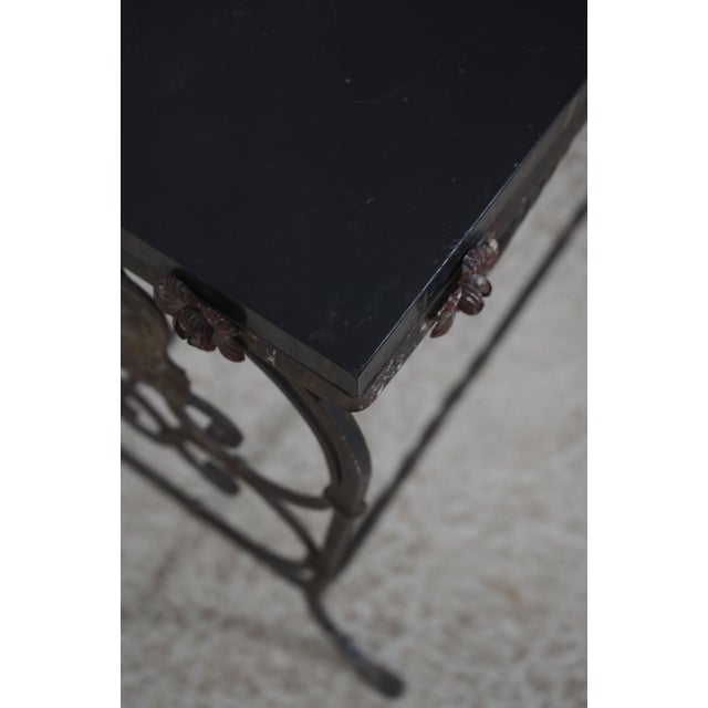 Vintage Wrought Iron Base Marble Top Side Table For Sale - Image 4 of 12