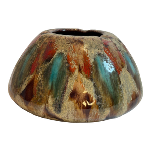 French Mid-Century Vallauris Pottery Ashtray With Fat Lava Drip Glaze Signed
