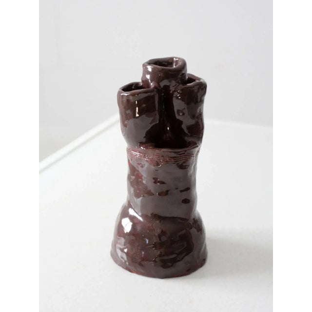 Ceramic Vintage Free Form Studio Pottery Vase For Sale - Image 7 of 9
