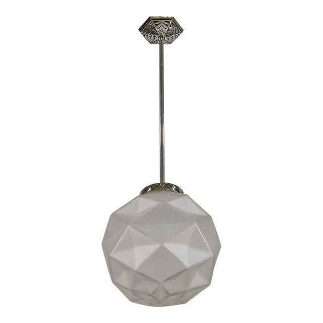 French Art Deco Pendant Light by Degue 1930 France - 2 Available For Sale