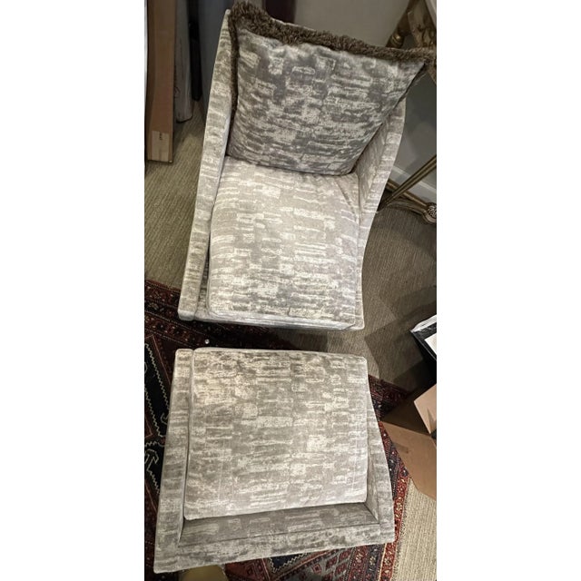 Beige Kravet Camden Lounge Chair and Ottoman Set - Custom For Sale - Image 8 of 12