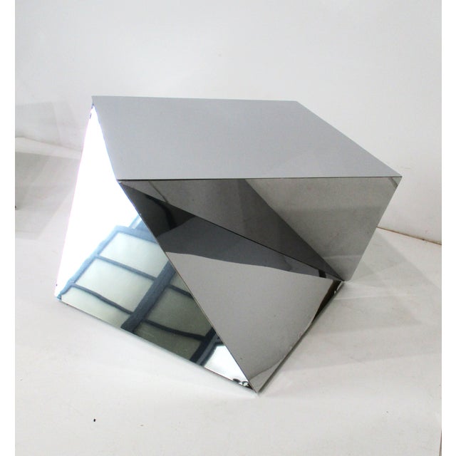 Verner Panton 1970's Chromed Origami Styled Angled Side Tables For Sale - Image 4 of 12