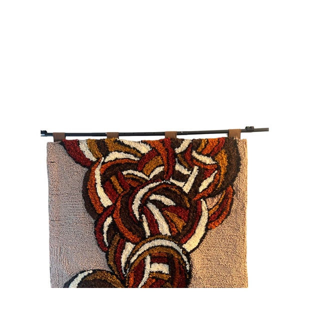 Mid-Century Modern Vintage Mid Century Modern Abstract Wall Tapestry Carpet 1960s 1970s For Sale - Image 3 of 5