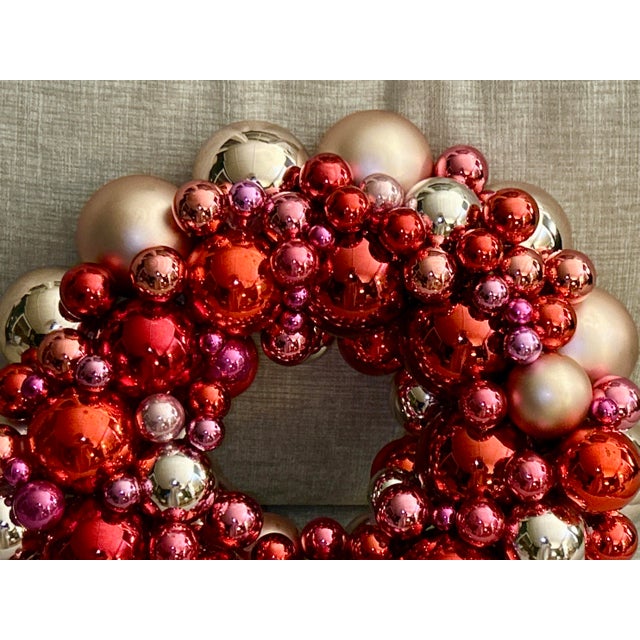Red Valentine’s Day Vintage Glass Ornament Wreath For Sale - Image 8 of 12
