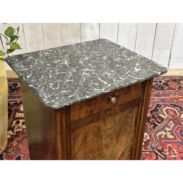 Antique Bedside Table in Mahogany with Grey Marble Top, 1800s For Sale - Image 5 of 16