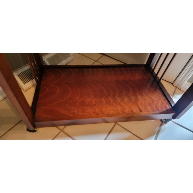 Late 20th Century Mid-Century Modern Brass and Mahogany Bar Cart For Sale - Image 5 of 17