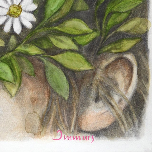 Trees Did Not Ask Me to Speak - Original Surreal Figurative Floral Watercolor and Graphite Painting For Sale In Los Angeles - Image 6 of 7