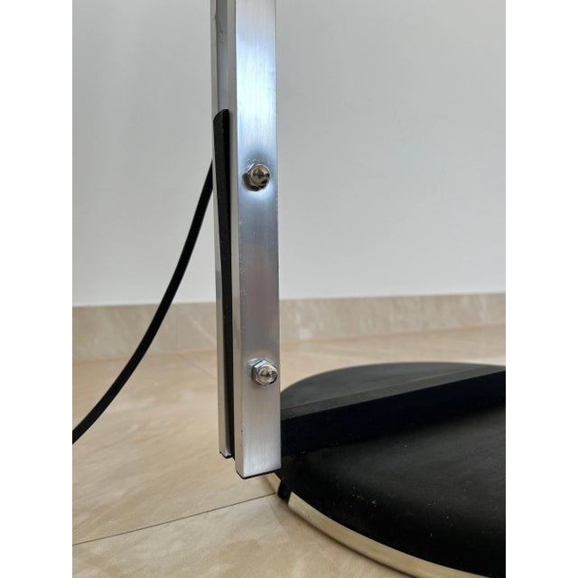 Metal Mid-Century Adjustable Arc Floor Lamp in the style of Guzzini, 1970s For Sale - Image 7 of 13