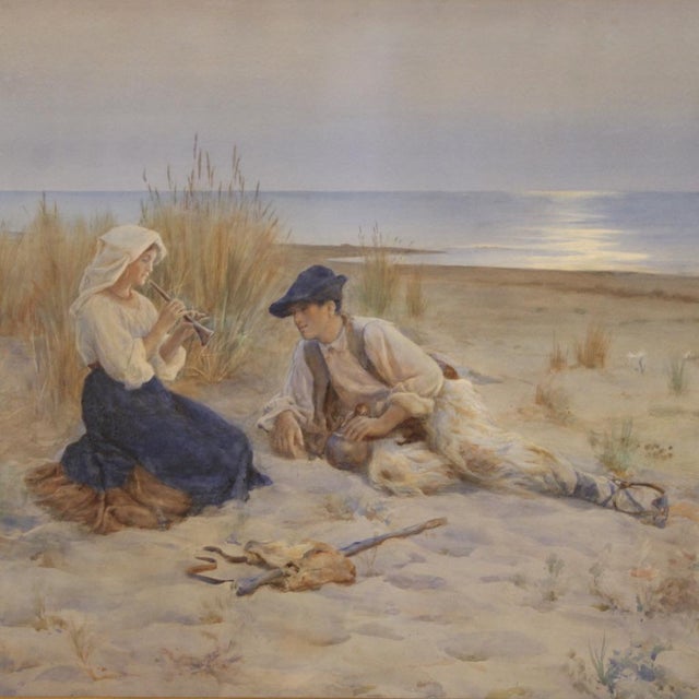 Italian Artist, Seascape, 1920, Watercolor, Framed For Sale - Image 6 of 16