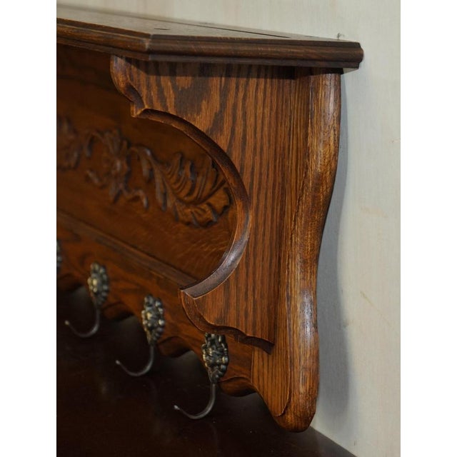 Antique Dutch Heavily Carved Oak Wall Rack For Sale - Image 11 of 14