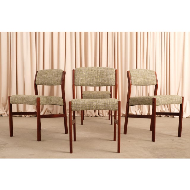 Set of 4 Vintage Teak Dining Chairs Set, 1960s Danish Modern Attributed to h.w. Klein | Danish MCM Chairs For Sale - Image 16 of 18