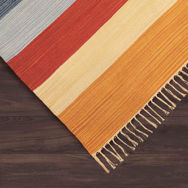 Modern Pasargad Home Kilim Multi Cotton Area Rug- 9' 0" X 12' 0" For Sale - Image 3 of 6
