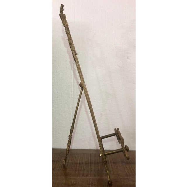 Vintage Solid Brass Ornate Gold Tabletop Easel Painting Picture Plate Holder For Sale In West Palm - Image 6 of 11