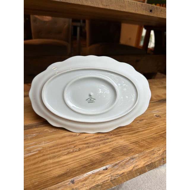 Johann Haviland Blue Garland Gravy Boat Attached Underplate Germany For Sale - Image 10 of 10