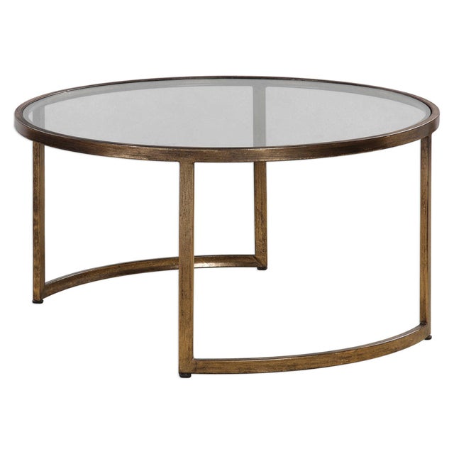 Modern Gold Leaf Nesting Tables - Set of 2 For Sale - Image 4 of 5