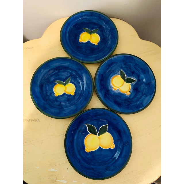 Late 20th Century Vintage Italian Hand Painted Lemons Plates - Set of 4 For Sale - Image 5 of 11
