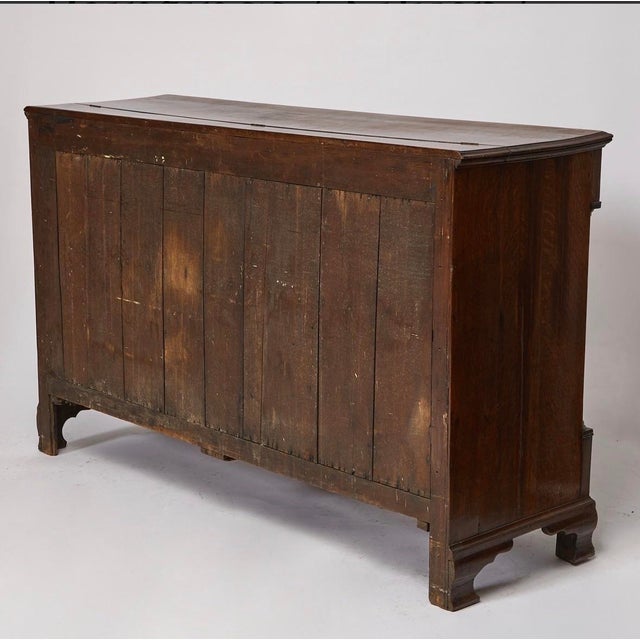 Late 18th Century George III Mahogany Inlaid Oak Double Chest of Drawers, English 1780-1800 For Sale - Image 5 of 6