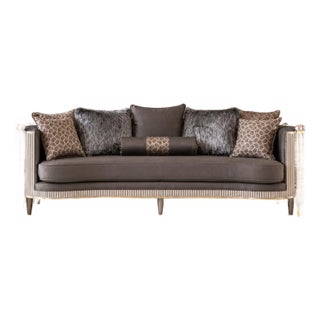 Maison Velour Imperial Luxe Sofa – European Gold Accent Statement Sofa For Sale
