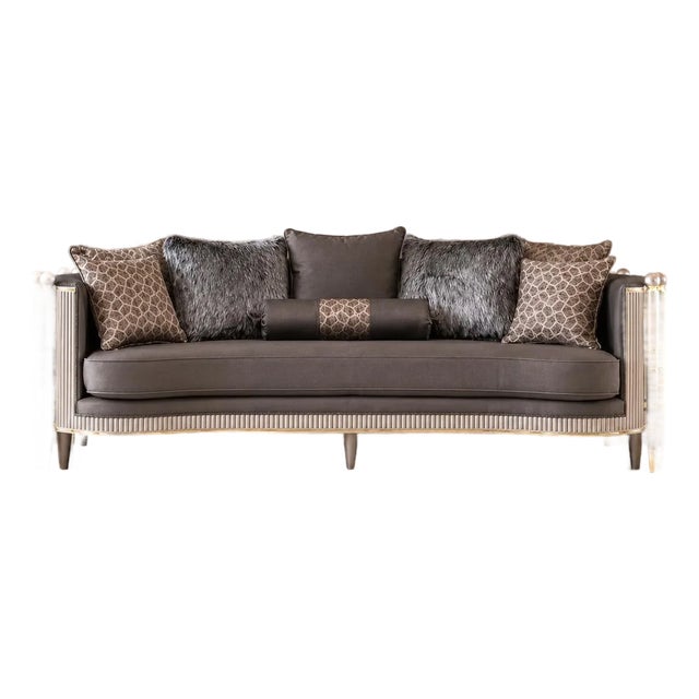 Maison Velour Imperial Luxe Sofa – European Gold Accent Statement Sofa For Sale
