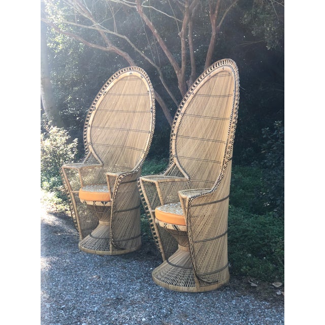 Vintage Rattan Peacock Chairs a Pair For Sale In Charleston - Image 6 of 13