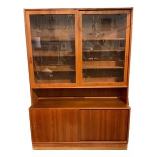 1970s Poul Hundevad Teak Glass Door Bookcase / China Cabinet Made in Denmark For Sale