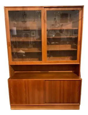1970s Poul Hundevad Teak Glass Door Bookcase / China Cabinet Made in Denmark