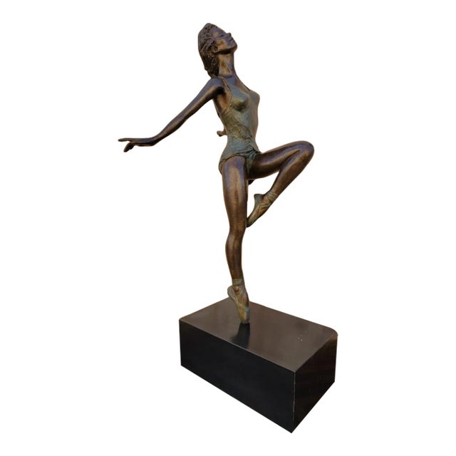 Vintage Bronze Ballerina Sculpture by Peggy Mach For Sale