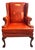 Vintage Cognac Leather Wingback Chair by Hickory Chair For Sale