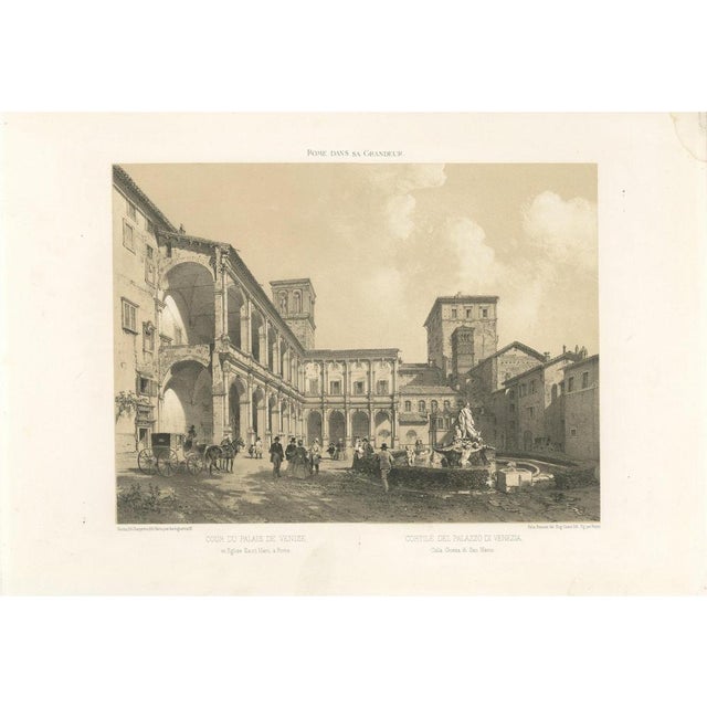 After Bayot, Courtyard of Palazzo Venezia, Rome, 1869, Lithograph For Sale - Image 9 of 9