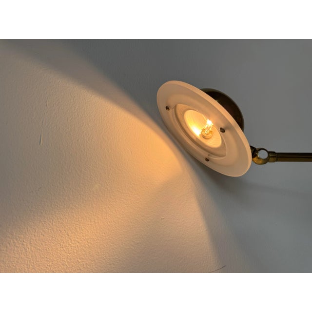 1980’s Vintage Bauer Lucite and Brass Adjustable Desk Lamp For Sale - Image 4 of 12