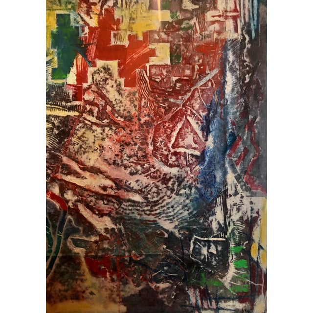 Terence La Noue, Large Abstract Modernist Monterey Series Mixed Media Monotype Colorful Painting, 1984 For Sale - Image 9 of 12
