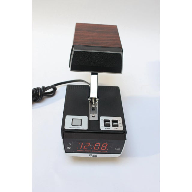 Brown Vintage Collapsible Articulating Alarm Clock Lamp by Cosmo Time For Sale - Image 8 of 13