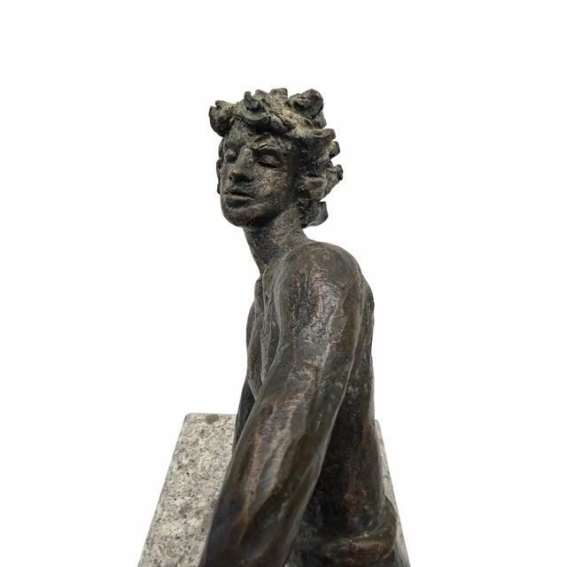 1970s Victor Salmones Bronze "Lunging Athlete" Sculpture on Granite Base For Sale - Image 4 of 6
