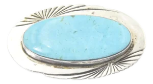 Vintage Southwestern Native American Style Turquoise Sterling Silver Brooch