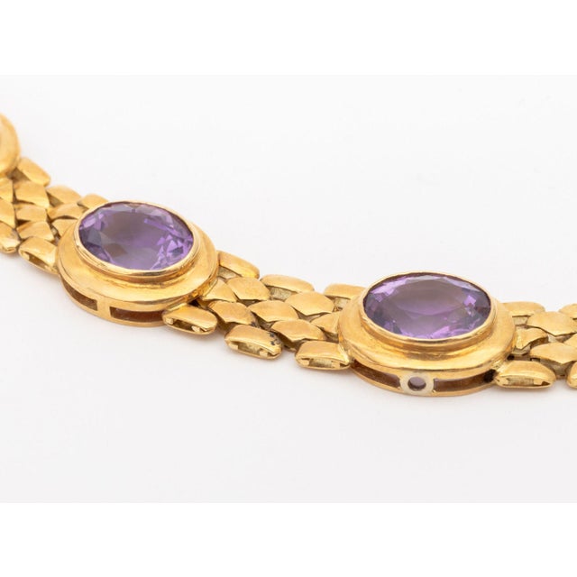 Gold 18k Yellow Gold and Amethyst Necklace For Sale - Image 8 of 14
