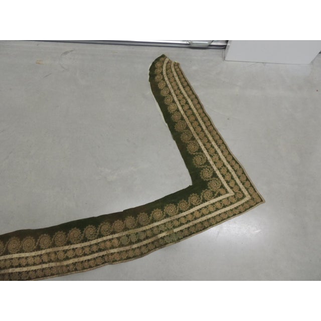 Late 19th Century Antique Gold and Green Metallic Threads Persian Decorative Trim For Sale - Image 5 of 7
