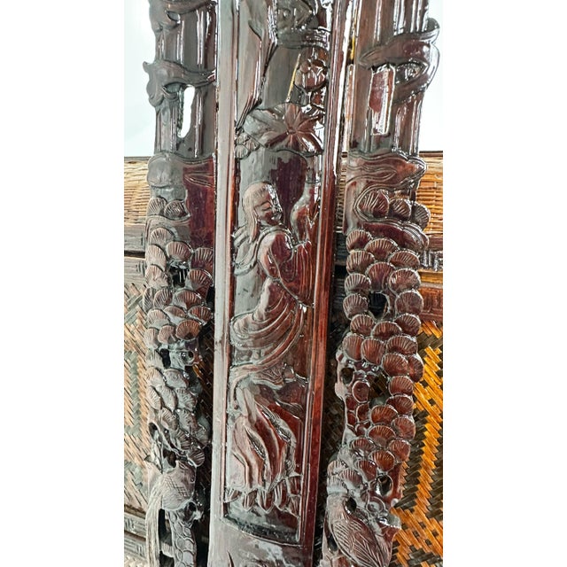 Wood Antique Chinese Tiered Wicker Wedding Basket For Sale - Image 7 of 12