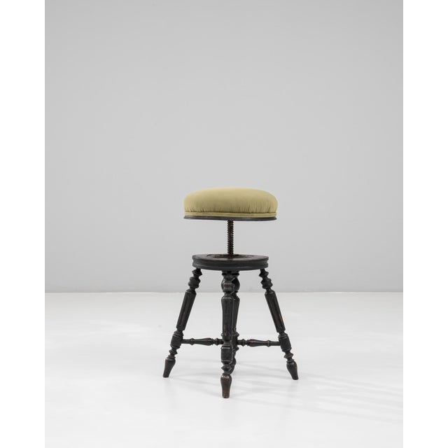 Victorian 1920s French Victorian Upholstered Piano Stool with Turned Legs For Sale - Image 3 of 18