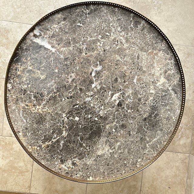 Antique Louis XVI Wooden Game Table with Brass and Marble Top, 1890s For Sale - Image 3 of 18