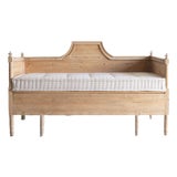 19th C Swedish Bench, Custom Ian Mankin Ticking Stripe French Mattress For Sale