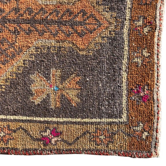 Pink Yellow and Orange Distressed Late 19th Century Antique Oushak Turkish Runner Rug or Prayer Rug For Sale - Image 4 of 6