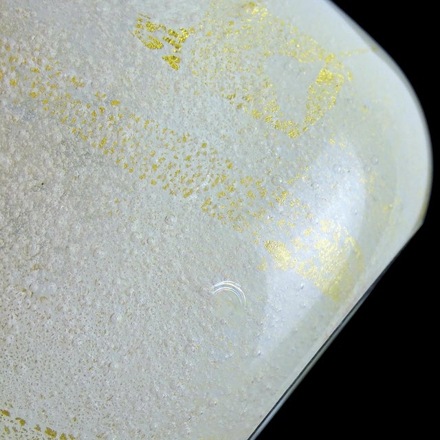 Venini Carlo Scarpa Murano Sommerso Bollicine White Gold Flecks Italian Art Glass Antique Mini Vase For Sale - Image 11 of 11