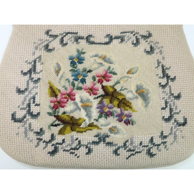1950s Floral Needlepoint Top Handle Handbag, 1950's For Sale - Image 5 of 14