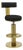 Modern Black Genuine Leather & Gold Stainless Steel Adjustable Swivel Bar Stool For Sale