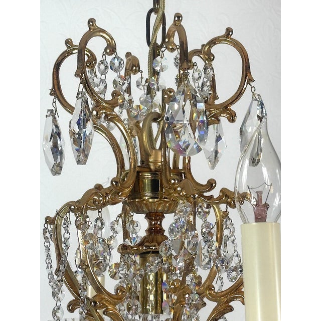 Brass and Lead Crystal Chandelier from Palwa, 1960s For Sale - Image 10 of 13