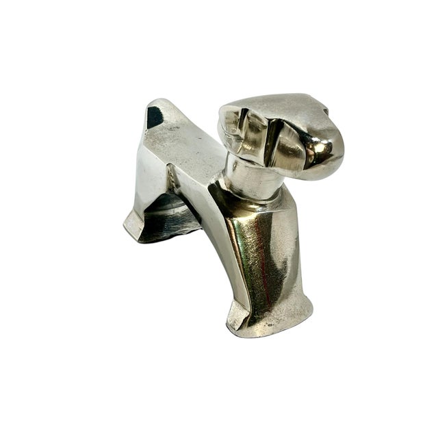 Late 20th Century Pair of Art Deco Style Chrome Finish Dog Sculptures in the Manner of E. Nokolsky For Sale - Image 11 of 14