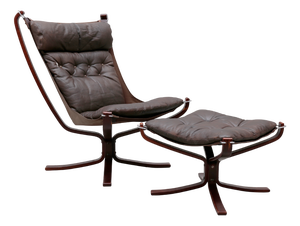 Set of Vintage Falcon Chair with Ottoman by Sigurd Ressell for Vatne Møbler, 1970s